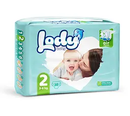 Підгузки дитячі Lody Baby Air mini 2 (3-6 кг) 38 шт. дихаючі натуральні