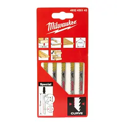 Полотна для лобзиків Curve MILWAUKEE, 75х2,5мм, (5шт), (деревина, фігурний різ) - мініатюра 3