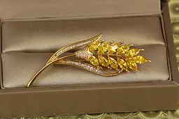 Брошка Xuping Jewelry колосок 5 см лимонна