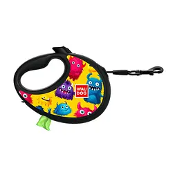 Повідець для собак WAUDOG R-leash з контейнером для пакетів "Мохнаті монстри", світловідбивна стрічка, M (256-4050)