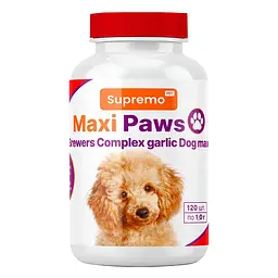 Вітаміни Maxi Paws пивні дріжджі з часником для собак великих порід, 120 табл. × 1 г