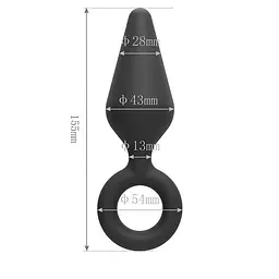 Анальна пробка силіконова Velvet Ring з кільцем 43x100 мм червона - мініатюра 2