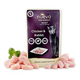Упаковка паучів для кішок з куркою та кроликом Nuevo Adult Pouch 85 г