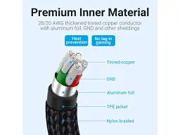 Кабель USB Type-C Vention TPE Nylon U-Shaped 180° PD 66W 5A 480Mbps nickel-plated 1.5 m Grey (COHHG) - мініатюра 5