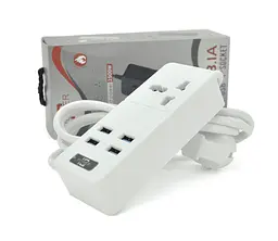 Мережевий фільтр Voltronic ТВ-Т06, 1 розетка + 4 USB, 2 м, перетин 3х0,75 мм, 2500 Вт, білий - мініатюра 1