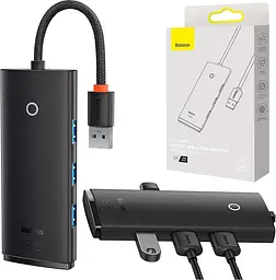 USB-хаб Baseus Lite Series 4-Port USB-A HUB Adapter USB-A to USB 3.0*4 25cm WKQX030001 Black - мініатюра 5