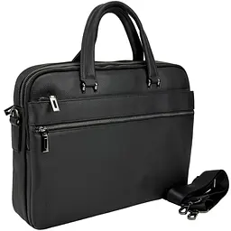Чоловіча шкіряна сумка для документів на два відділи Tiding Bag A25F-252311A чорна