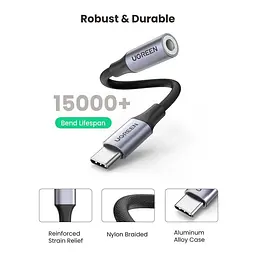 Перехідник Ugreen USB-C to 3.5mm M/F 0.10m AV161 (80154) - мініатюра 7