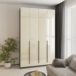 Шафа 4-дверна з антресоллю MebelStar Оскар Gloss BL-B, блок шухляд+полиці 160x52x260 см Антрацит/Альмонд (MBS-5529)