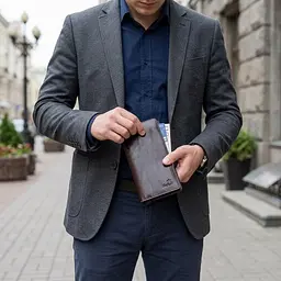 Гаманець чоловічий вертикальний на двох кнопках SHVIGEL 16193 коричневий - мініатюра 2