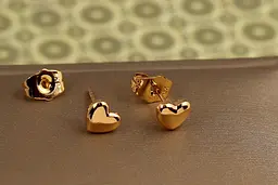 Сережки гвоздики Xuping Jewelry Гладкі серця 6 мм золотисті