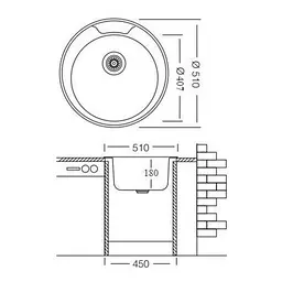 Мийка кухонна Kraft 510 D Decor кругла 510х510х180х0,8 мм Нержавіюча сталь 30412 - мініатюра 2