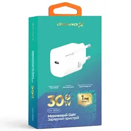 Зарядний пристрій Grand-X GaN USB-C 30W QC3.0 white (CH-390W) - мініатюра 5