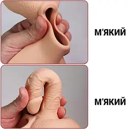 Анальний фалоімітатор на ремені Lovetoy Vibrating з вібрацією Бежевий 13 см - мініатюра 8