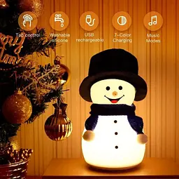 Дитячий силіконовий нічник Сніговик Snowman LJC-118 світильник акумуляторний іграшка для сну - мініатюра 4