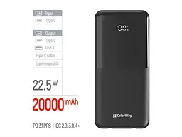 Зовнішній акумулятор (Power Bank) ColorWay DigiPower 20000mAh Black (CW-PB200LP01BK) - мініатюра 3