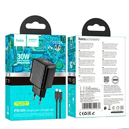 Мережевий зарядний пристрій HOCO CS22A Value single port PD30W charger set (Type-C to Type-C)чорний - мініатюра 4