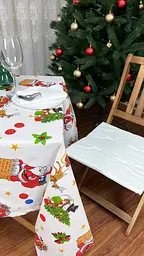 Водовідштовхувальна Скатертина з принтом Санта Клаус 170х120 см Білий - мініатюра 5
