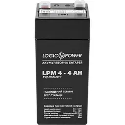Батарея до ДБЖ LogicPower LPM 4В 4 Ач (4135) - мініатюра 2