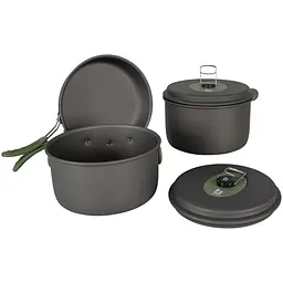 Набір посуду Bo-Camp Explorer 3 Pieces Hard Anodized Grey/Green (2200239), Сірий
