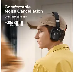 Накладні навушники Baseus Bowie H1i, Noise-Cancellation Wireless Headphones, BT5.3, 3.5mm, 600mAh, 100h, ANC, black - мініатюра 12