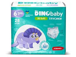 Підгузки дитячі DINO BABY №6 28шт 3D Soft (16-24кг)