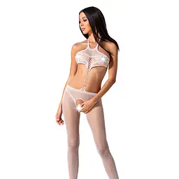 Відкритий бодістокінг Passion BS080 white - мініатюра 1