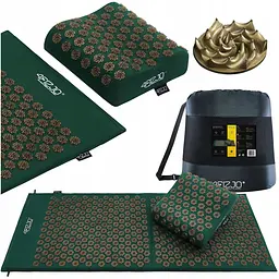Килимок акупунктурний 4FIZJO Eco Mat XL Аплікатор Кузнєцова з подушкою 110 x 42 см 4FJ0385 Navi Green/Gold (P-5907739315083) - мініатюра 2