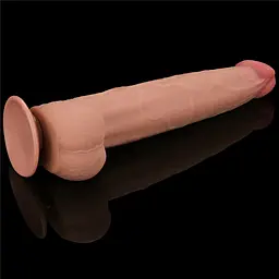Фалоімітатор LoveToy Sliding-Skin Dual Layer Dong King Sized 34 см тілесний - мініатюра 4