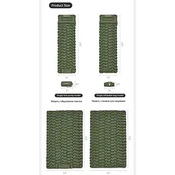 Матрац туристичний надувний двомісний Naturehike CNK2550WS019, 200х125х6.5 см, зелений, для кемпінгу із мішком для надування - мініатюра 13