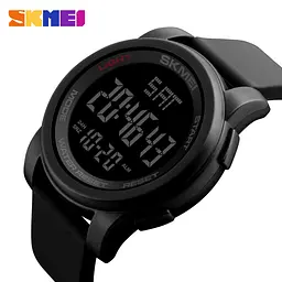 Чоловічий наручний годинник 1257BK All Black Skmei acs0030827 - мініатюра 3