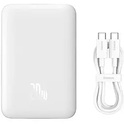 Портативна батарея Baseus Magnetic Mini Wireless Fast Charge Power Bank 10000 mAh 20W PPCX030002 White - мініатюра 2