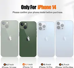 Чохол KOVASIA для iPhone 14, з 2 захисними плівками для екрану + 1 тримачем для телефону, [захист від подряпин] [протиударний] - мініатюра 2