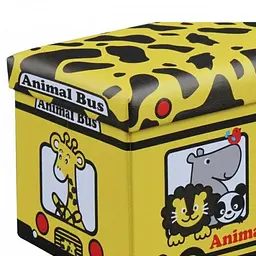 Ящик для іграшок складаний автобус Animal Bus з кришкою водонепроникний UKC 40х25 см Різнокольоровий - мініатюра 4