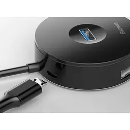 USB-хаб Baseus Round Box 4-Port USB-C Black 0.1м (CAHUB-G01) [77933] - мініатюра 5