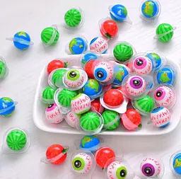 Жувальні цукерки Halloween 3D Eyeballs Gummy Candy with Jam - мініатюра 7