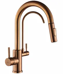 Змішувач для кухні на дві води Rea Eco Fresh із висувним виливом brushed copper REA-B7436