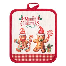 Подарунковий набір для кухні Ardesto Christmas Gingerbread, 3шт, 100% бавовна (рушничок), 100% поліестер (прихватки), червоний (ART14HGR)