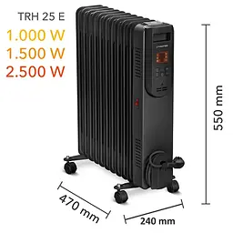 Обігрівач масляний Trotec TRH 25 E (DAS302840) 2500W - мініатюра 2