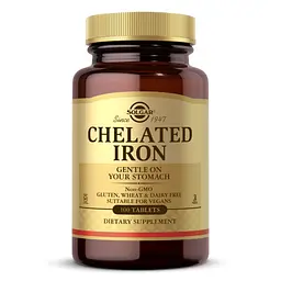 Вітаміни та мінерали Solgar Chelated Iron, 100 таблеток