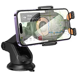 Автотримач з БЗП Hoco HW34 Blue whale 3-axis linkage wireless 15W (center console) Black - мініатюра 3