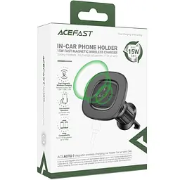 Автотримач з БЗП Acefast D46 QI2 Magnetic Charging 15W (air outlet) Black - мініатюра 2
