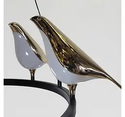 Світлодіодна підвісна люстра Artlight 21130/6GD із шістьма декоративними птахами, 26 Вт, чорний + золото - мініатюра 4