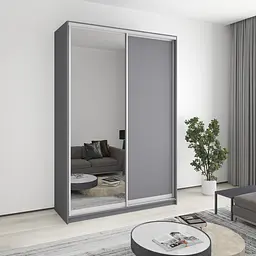 Шафа-купе дводверна MebelStar Комбо AL ДСП/Дзеркало 160x45x240 см Антрацит (MBS-4101)