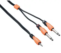 Коммутационный аудио кабель Mini-Jack 3,5 — 2xJack 6,3 mono Bespeco SLYM-SJ500 5м - мініатюра 1