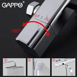 Душова система з термостатом Gappo 1/3 G2491, хром - мініатюра 3