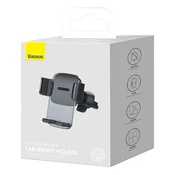 Автотримач Baseus Easy Control Clamp Car Mount Holder (Air Outlet Version) чорний SUYK000101 - мініатюра 2