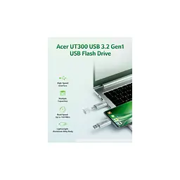 USB флеш накопичувач Acer 64GB UT300 USB-A/Type-C 3.2 Silver (BL.9BWWA.589) - мініатюра 6