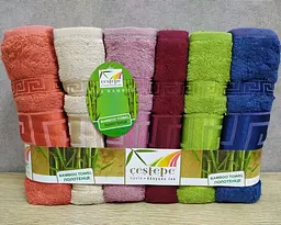 Набір бамбукових махрових турецьких рушників Cestepe 6 штук Bamboo Grek Dark 50х90 - мініатюра 3