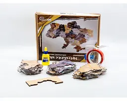 Дерев’яний пазл PuzzleOk Карта України двошарова дерев'яна настінна коричнева 60х90 см - мініатюра 3